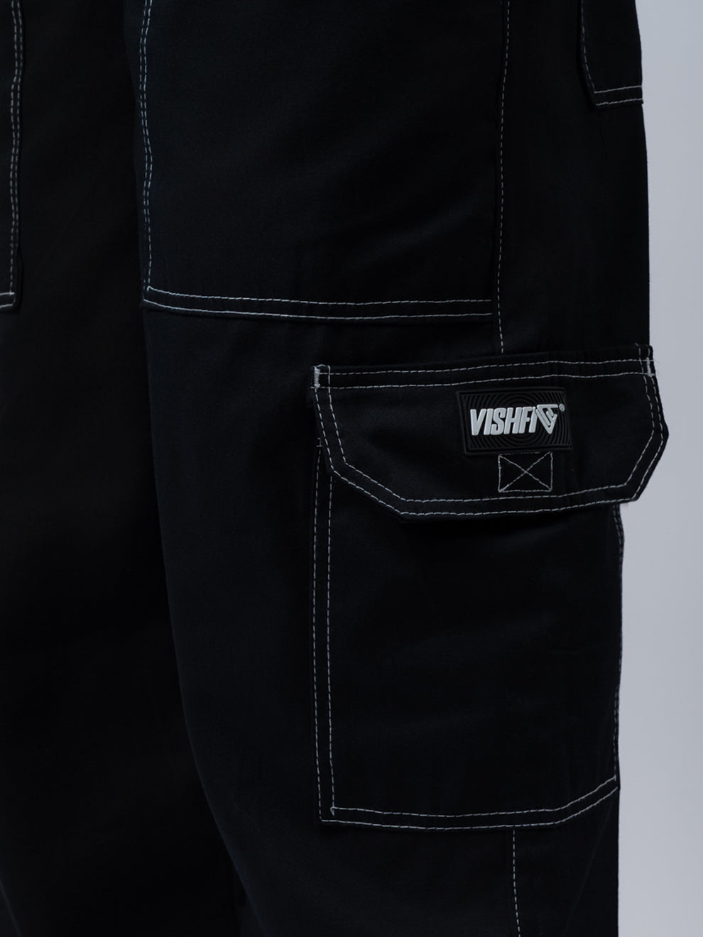 Calça Cargo Tag Preta Linhas