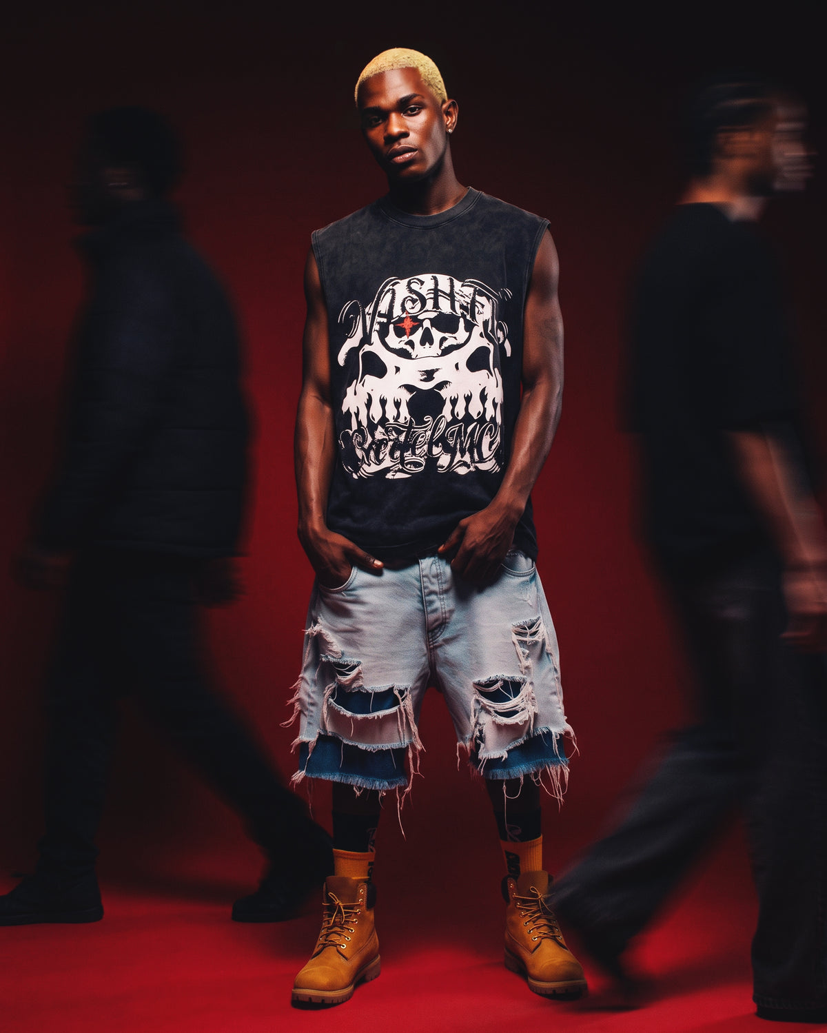 Camiseta Regata Oversized Espiritual Preta Estonada Cartel Mcs