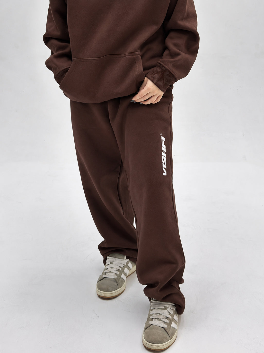 Calça Moletom Premium Wide Logo Marrom