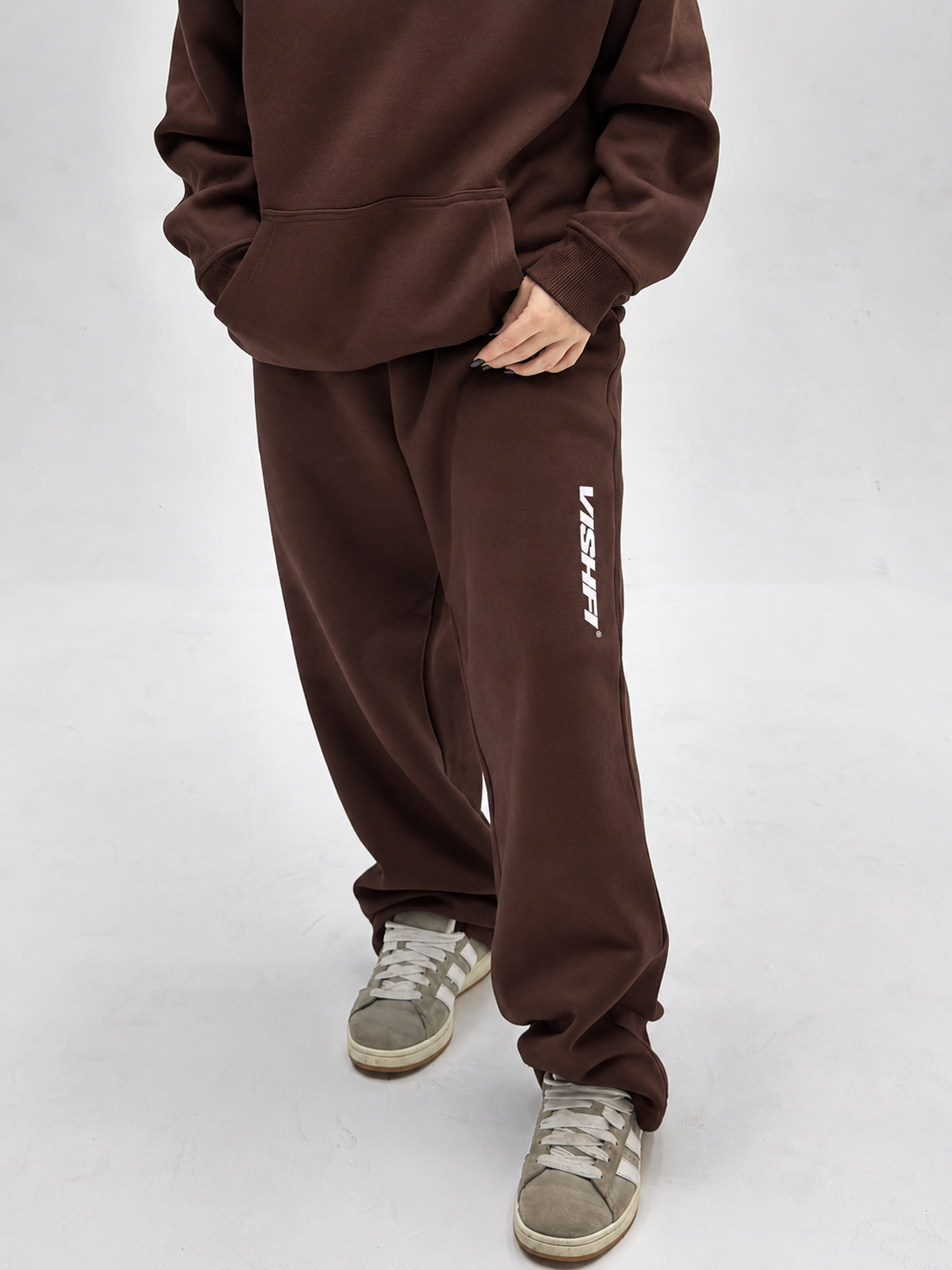 Calça Moletom Premium Mid Logo Marrom