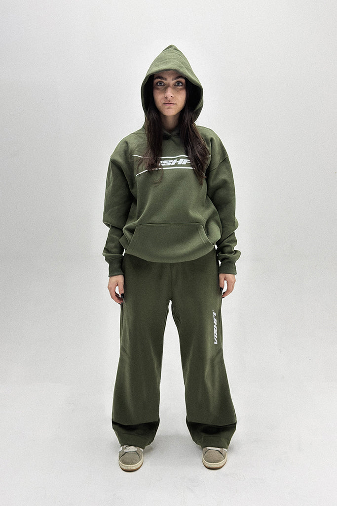 Calça Moletom Premium Wide Logo Verde Quartzo