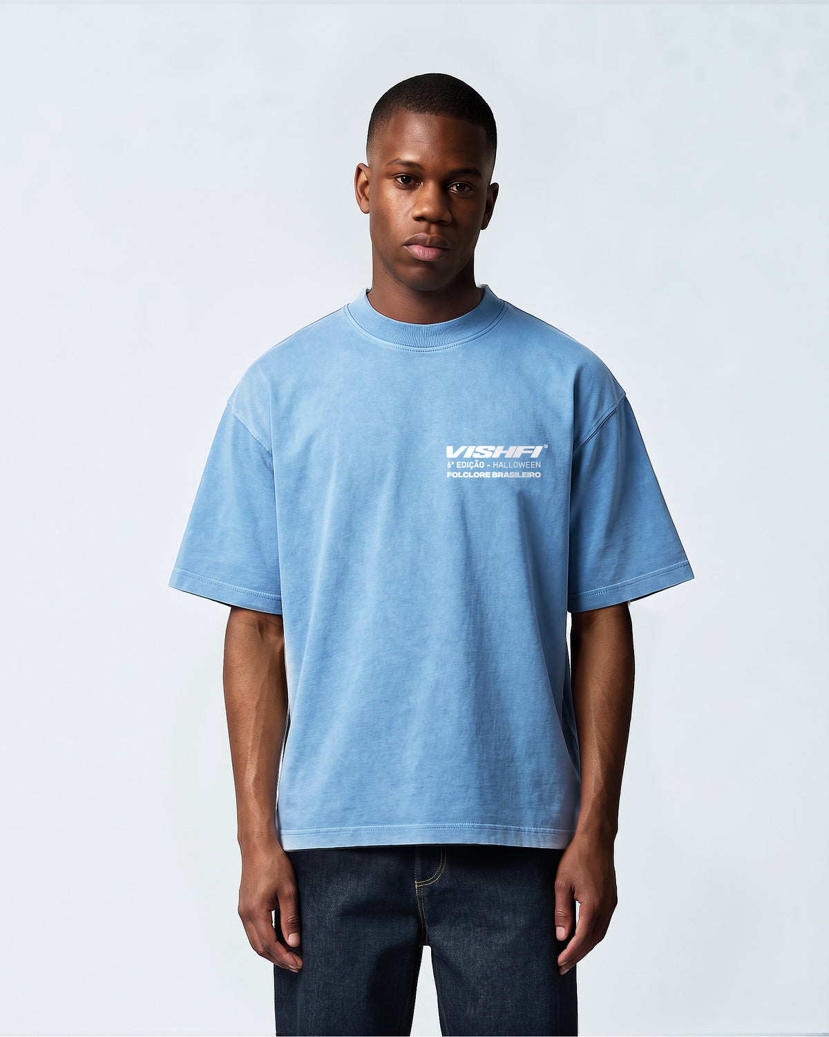 Camiseta Heavy Oversized Boitatá Azul Dusty