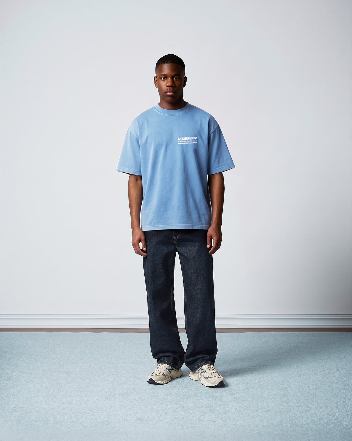 Camiseta Heavy Oversized Boitatá Azul Dusty