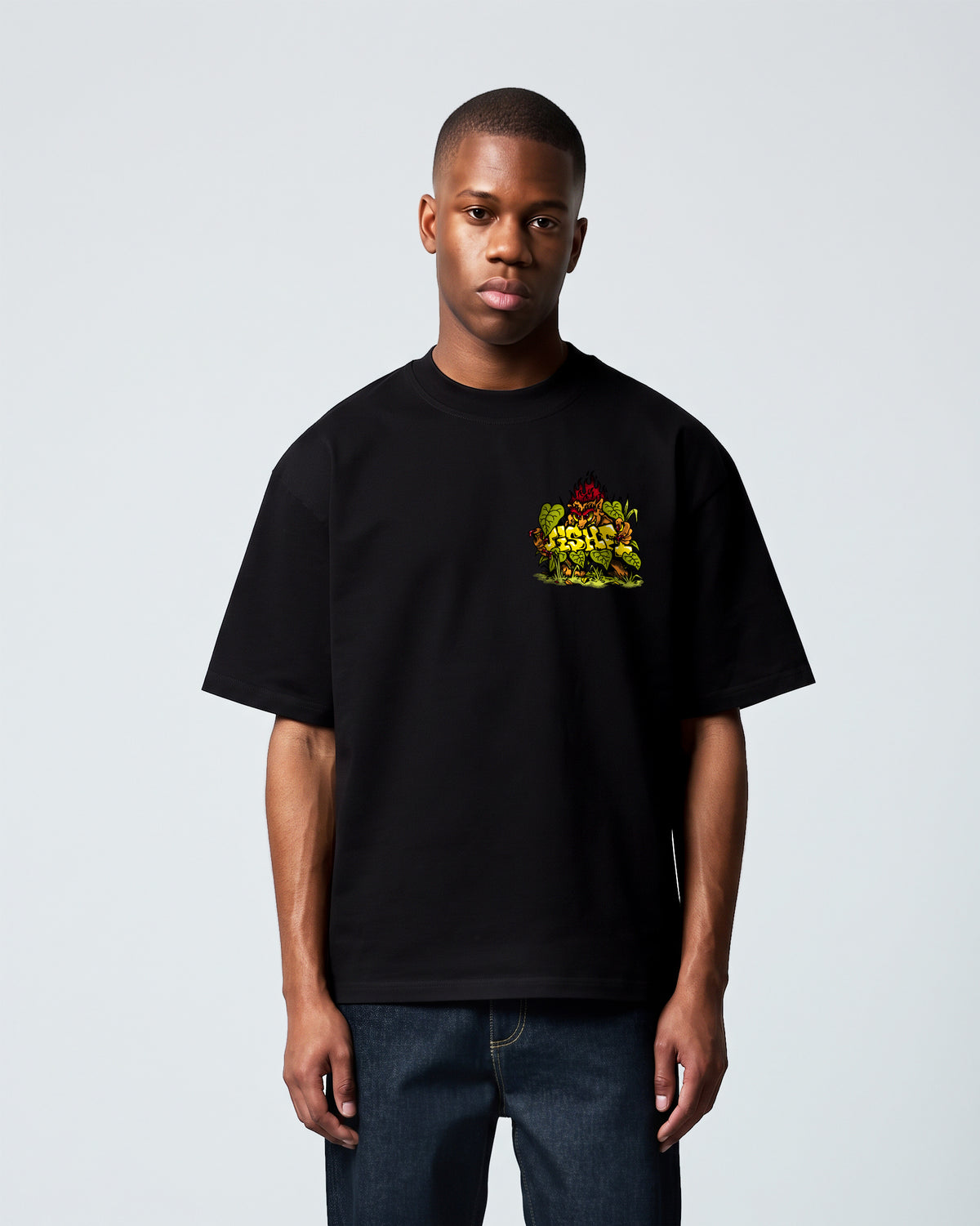 Camiseta Heavy Oversized Curupira Preta