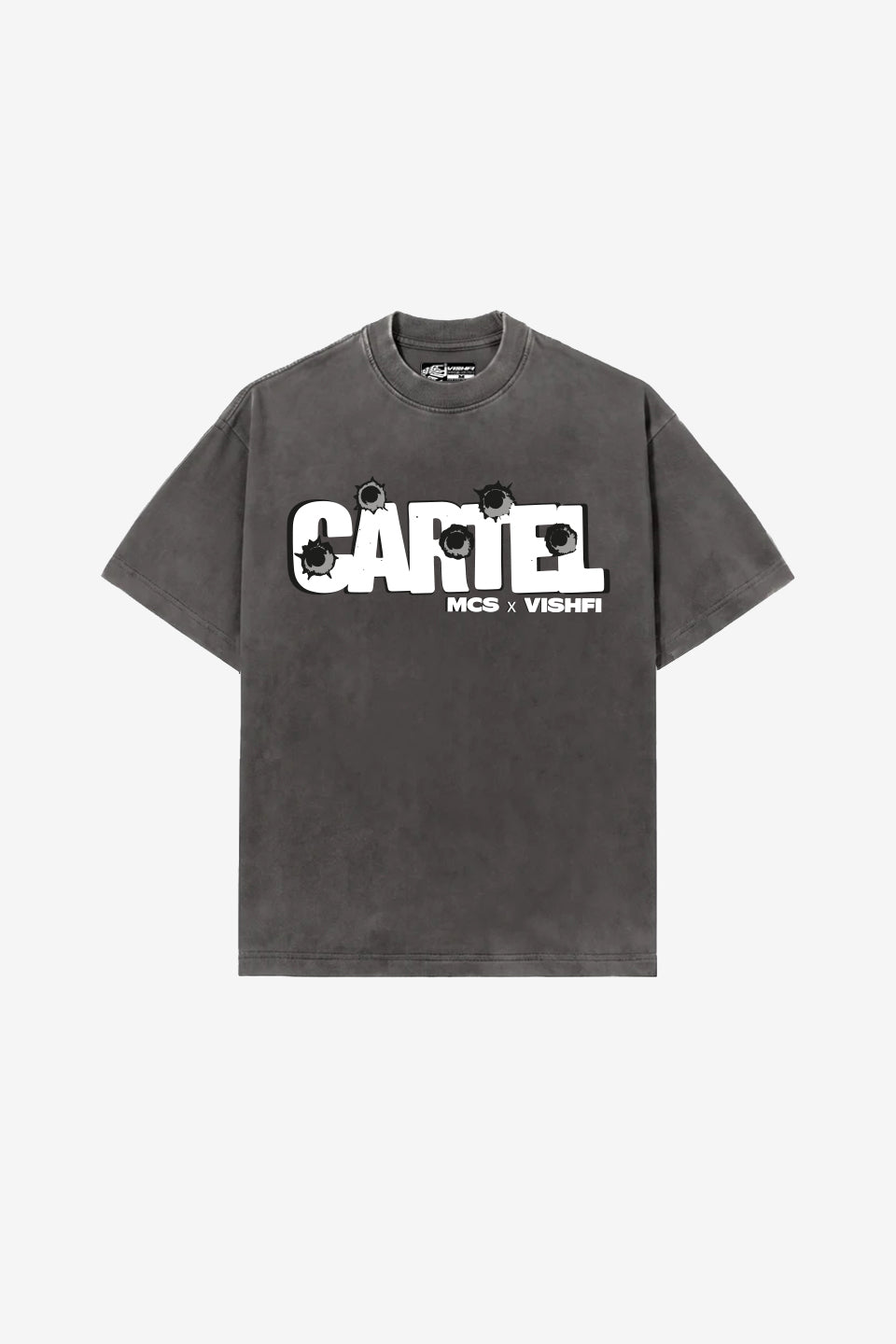 Camiseta Heavy Oversized Bullet Cinza Estonado Cartel Mcs
