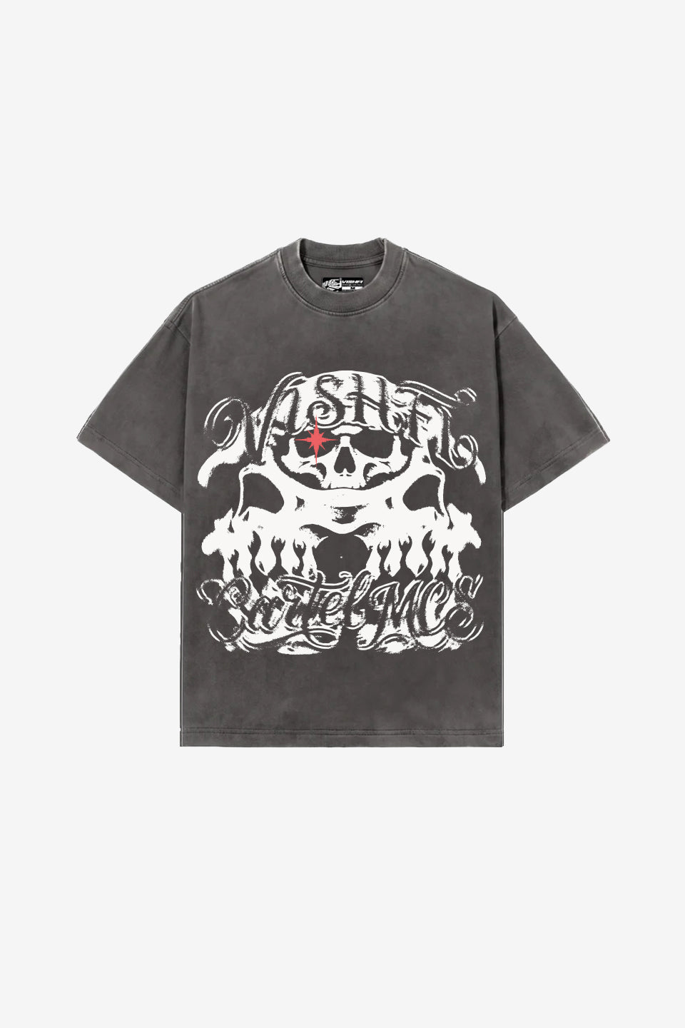 Camiseta Heavy Oversized Espiritual Cinza Estonado Cartel Mcs