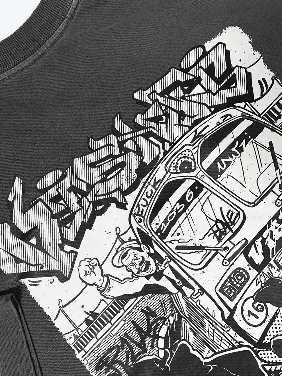 Camiseta Oversized Train Cinza Estonado