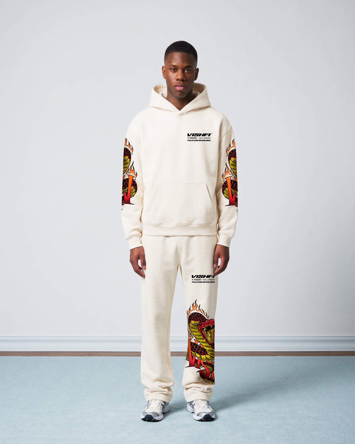 Calça Moletom Premium Flame Boitatá Off White