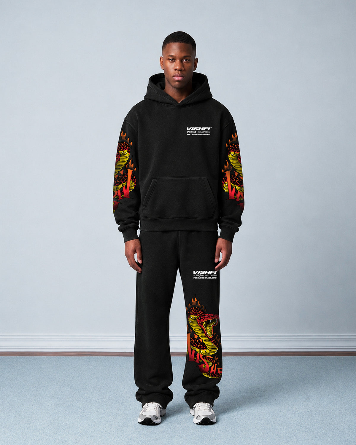 Calça Moletom Premium Flame Boitatá Preta