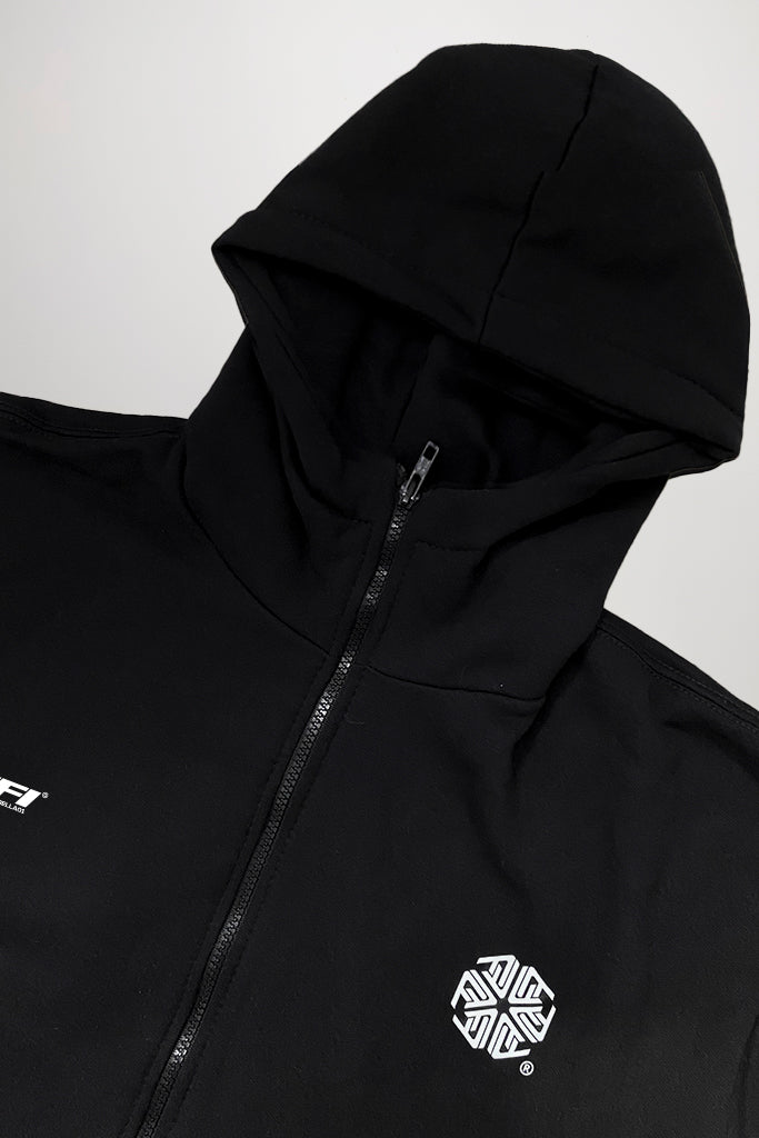 Moletom Capuz Zíper Dual Logo Preto