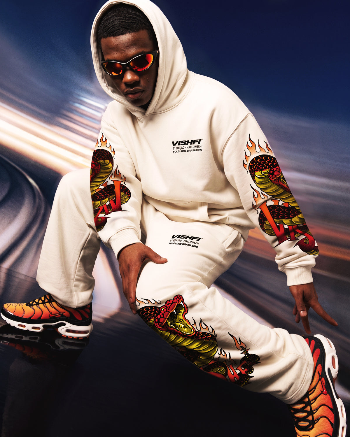 Moletom Canguru Premium Flame Boitatá Off White