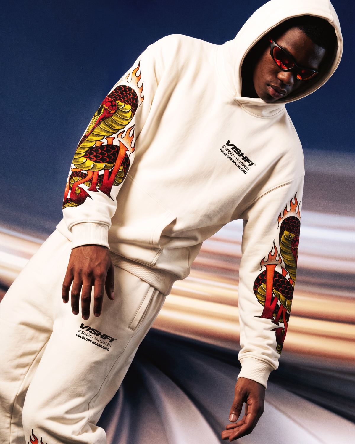 Moletom Canguru Premium Flame Boitatá Off White