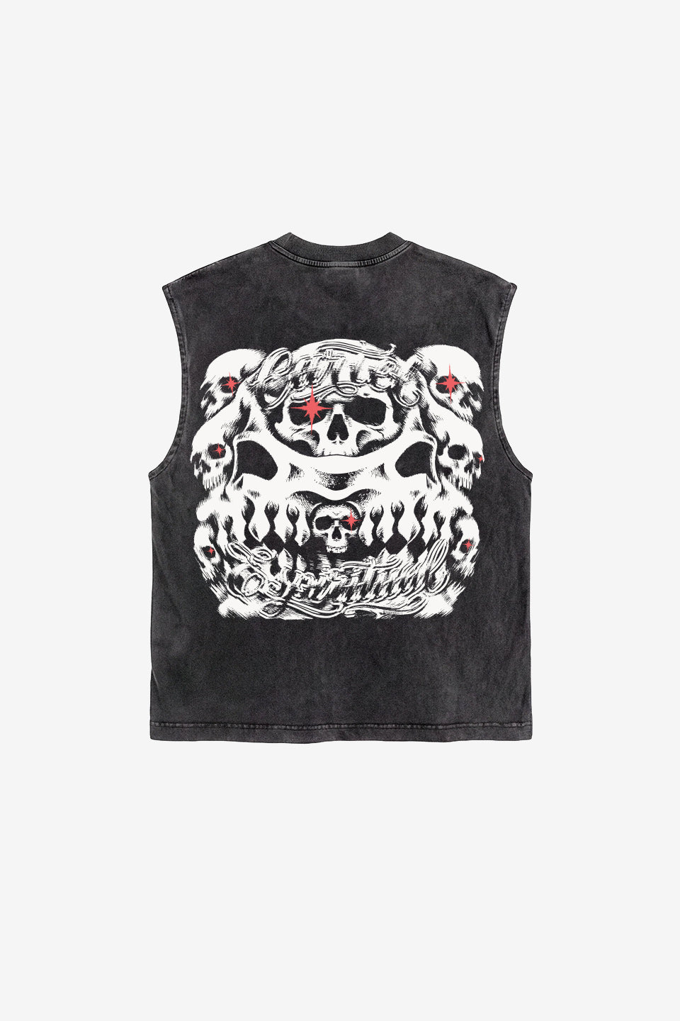 Camiseta Regata Oversized Espiritual Preta Estonada Cartel Mcs